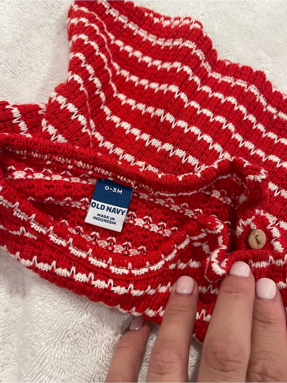 0-3 month baby Old Navy Red & White Striped Knit Pajama Set
